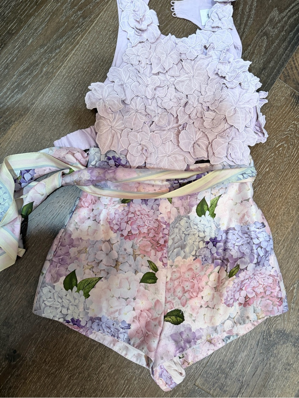Zimmerman hydrangea silk short and Floral Ruffle Crop Top & Matching Shorts Set - Picture 4 of 7